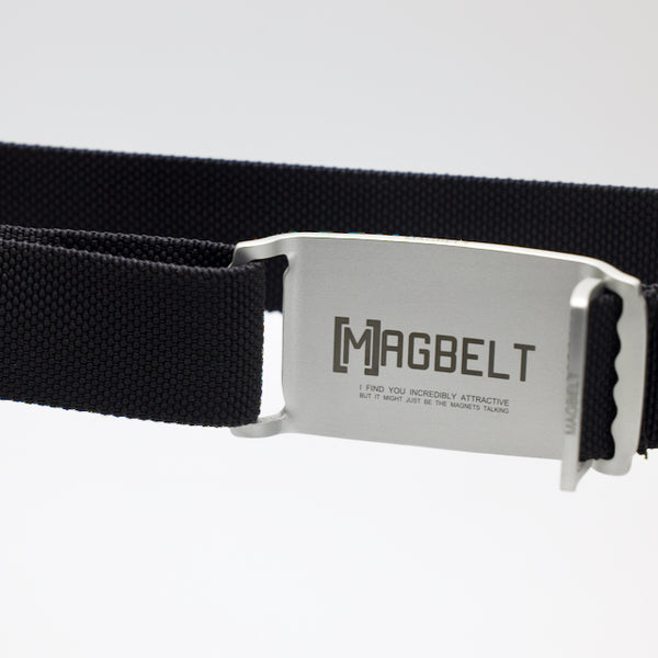 MagBelt M2 Pro | Sleek 1.25" Magnetic Belt - Durable Nylon Webbing & Lightweight Aluminum Buckle - Stylish, Adjustable, and Multipurpose Belt for Men, Women & Kids (Black)
