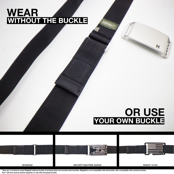 MagBelt M2 Pro | Sleek 1.25" Magnetic Belt - Durable Nylon Webbing & Lightweight Aluminum Buckle - Stylish, Adjustable, and Multipurpose Belt for Men, Women & Kids (Black)